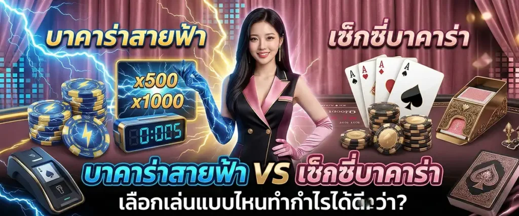 ความต่างที่ชัดเจน: บาคาร่าสายฟ้า vs เซ็กซี่บาคาร่า เลือกเล่นแบบไหนทำกำไรได้ดีกว่า?